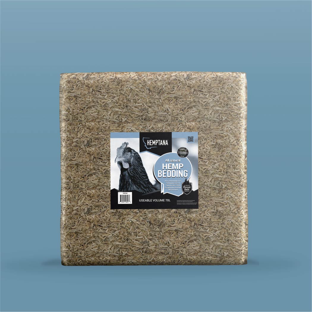 A 70L bag of Hemptana Hemp Bedding.